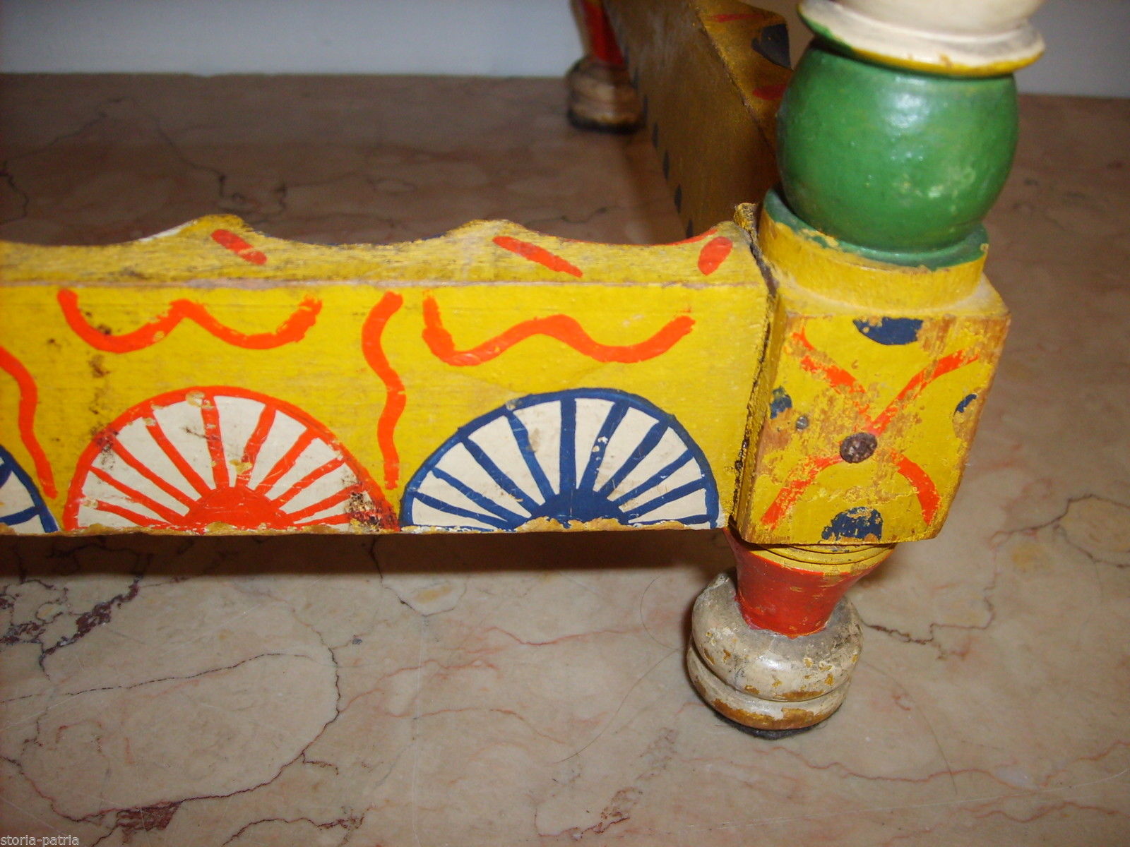 Arte Popolare Italiana, Antica Ebanisteria, Piccola Sedia Impagliata, Dipinta, Bella immagine 10