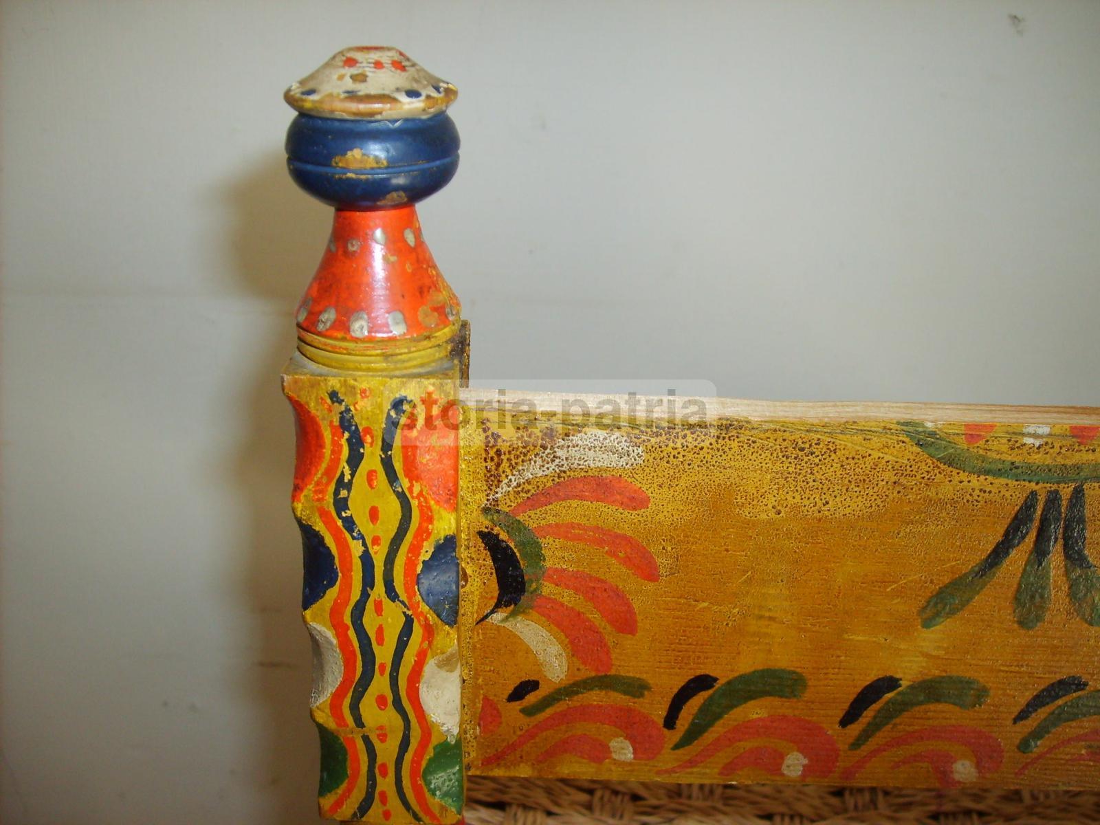 Arte Popolare Italiana, Antica Ebanisteria, Piccola Sedia Impagliata, Dipinta, Bella immagine 18