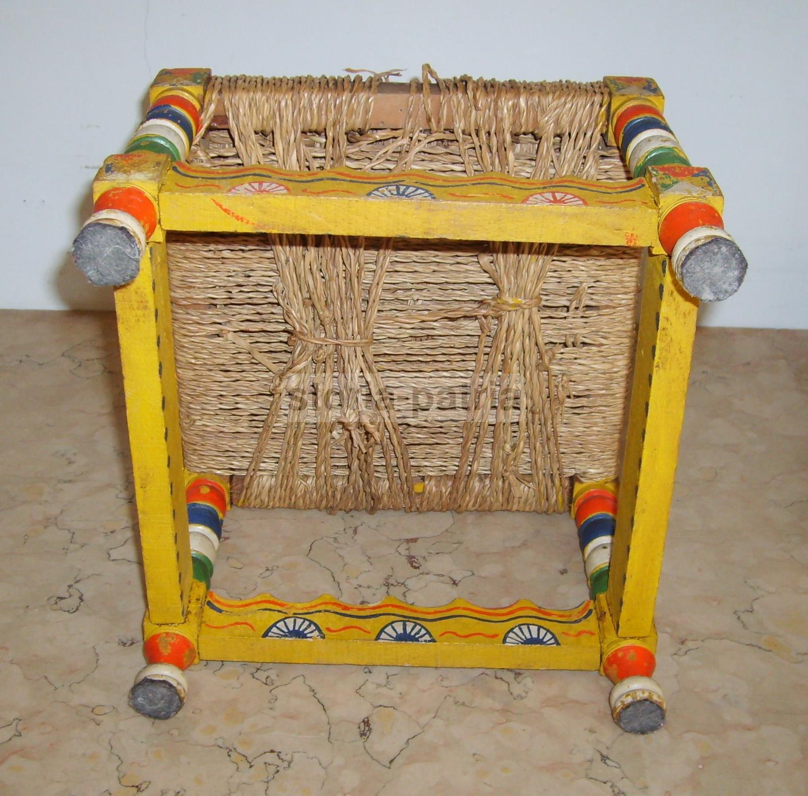 Arte Popolare Italiana, Antica Ebanisteria, Piccola Sedia Impagliata, Dipinta, Bella immagine 21