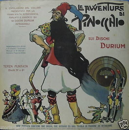 Burattino Pinocchio, Collodi, Due Dischi d'Epoca, Illustratore Attilio, Con Vignette immagine 1
