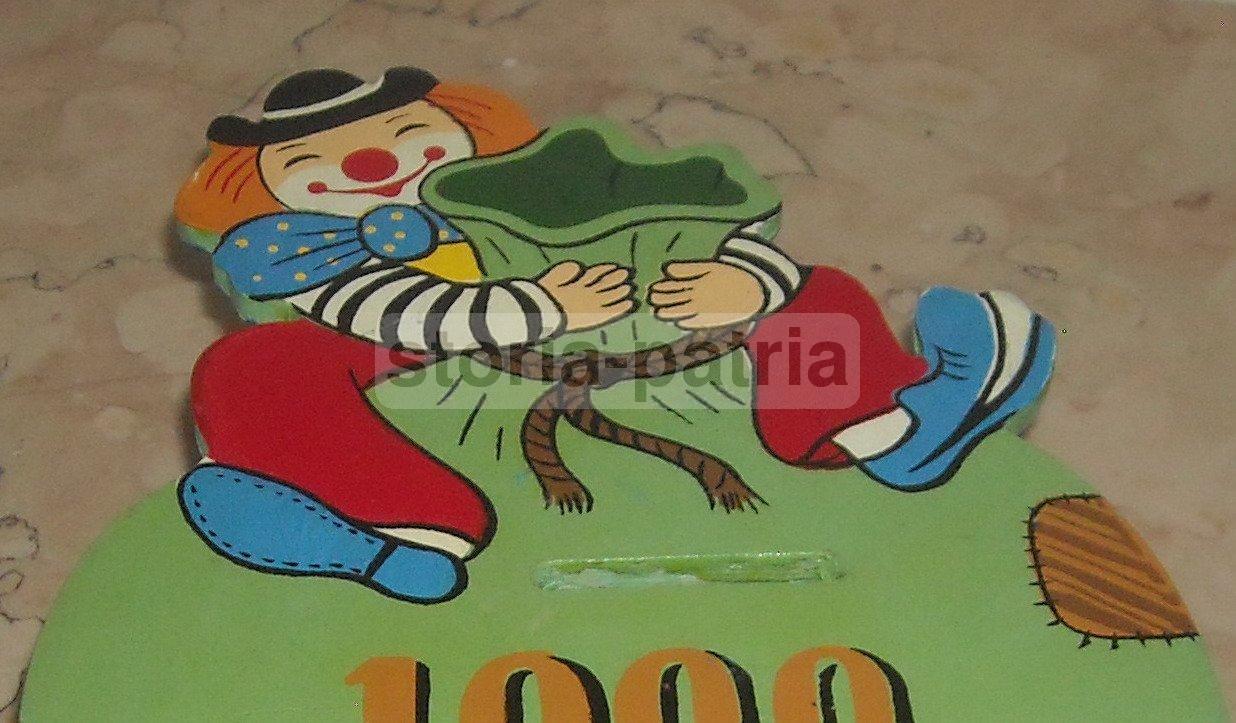 Circo, Clown, Grazioso Pagliaccio, Risparmio, Monete, Salvadanaio Da Collezione, Legno immagine 3