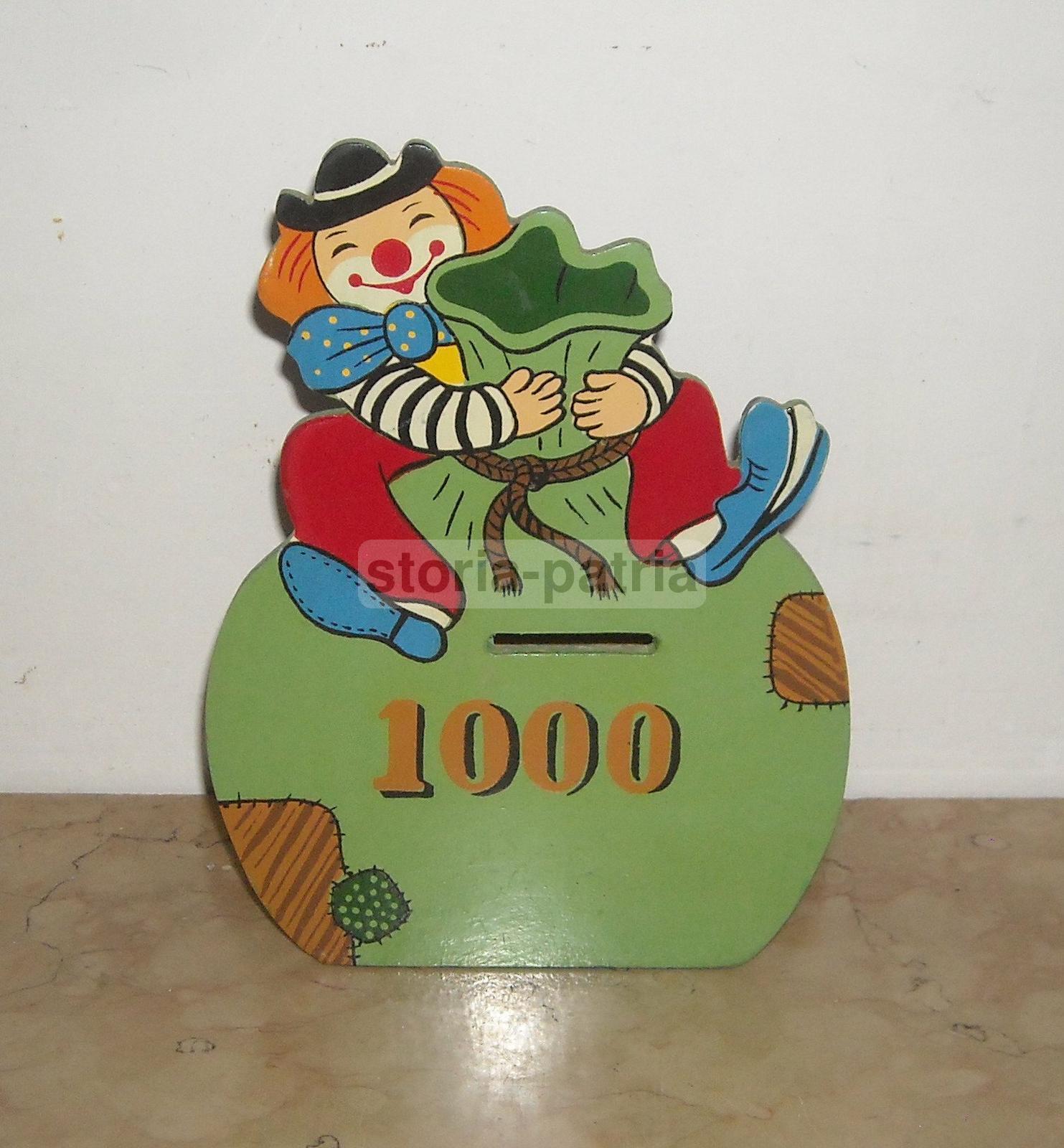 Circo, Clown, Grazioso Pagliaccio, Risparmio, Monete, Salvadanaio Da Collezione, Legno immagine 4