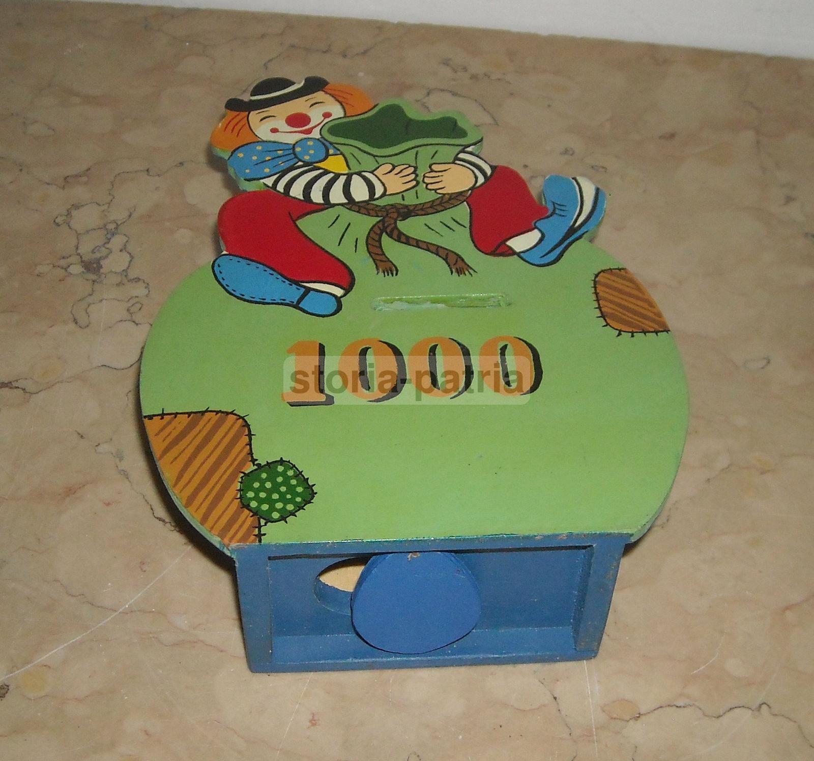 Circo, Clown, Grazioso Pagliaccio, Risparmio, Monete, Salvadanaio Da Collezione, Legno immagine 5