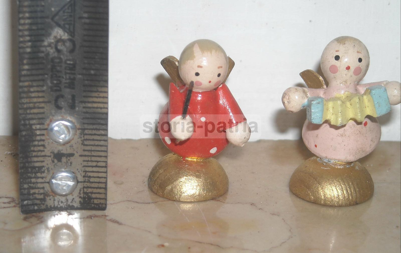 Grazioso Insieme Di Ben Sei Mini Angioletti Musicanti, Legno Laccato, Da Vetrina immagine 6