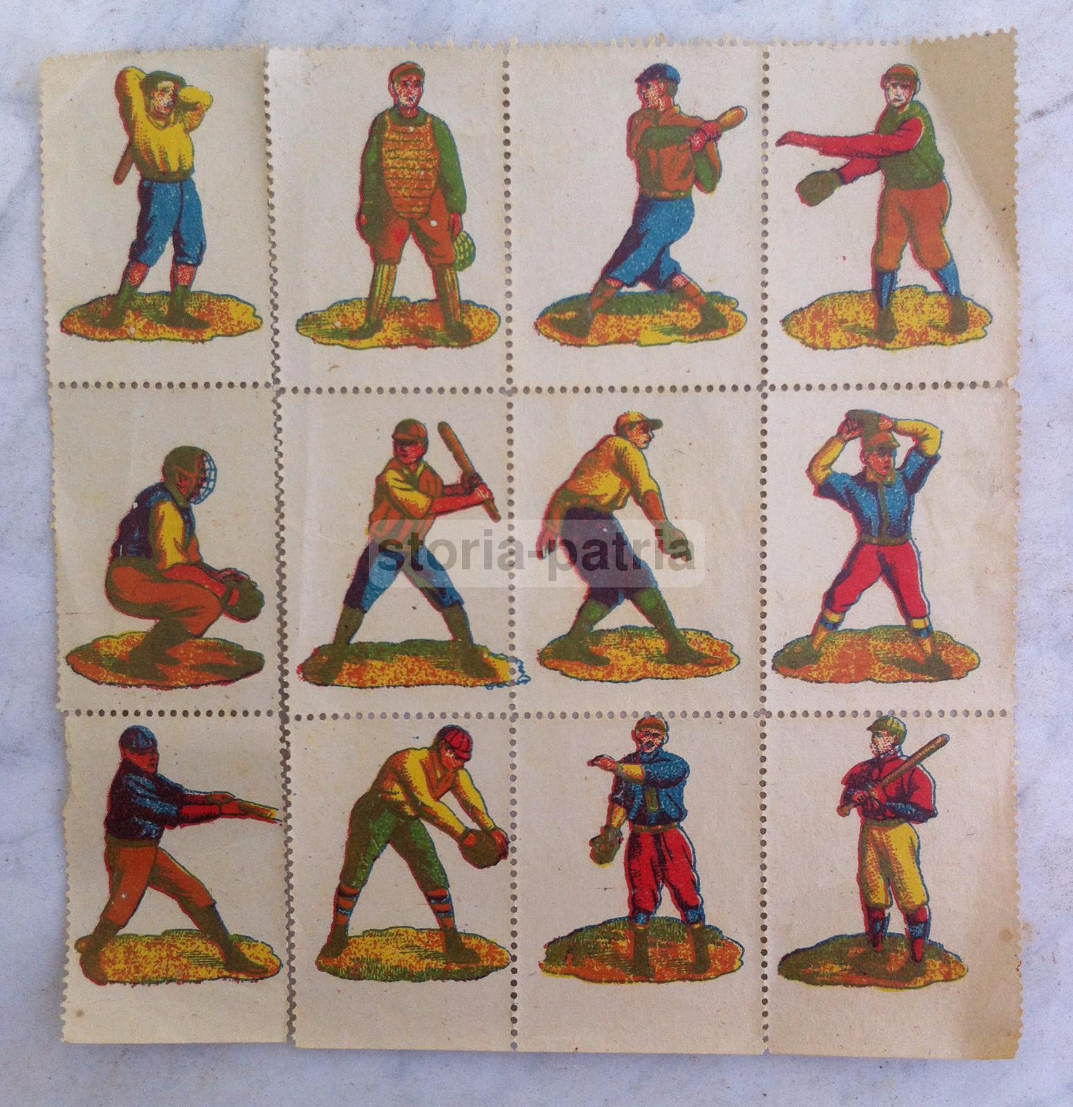 Sport, Baseball, Inusuale Antica Rara Raccolta Di 12 Figurine, Cromolitografiche immagine 2