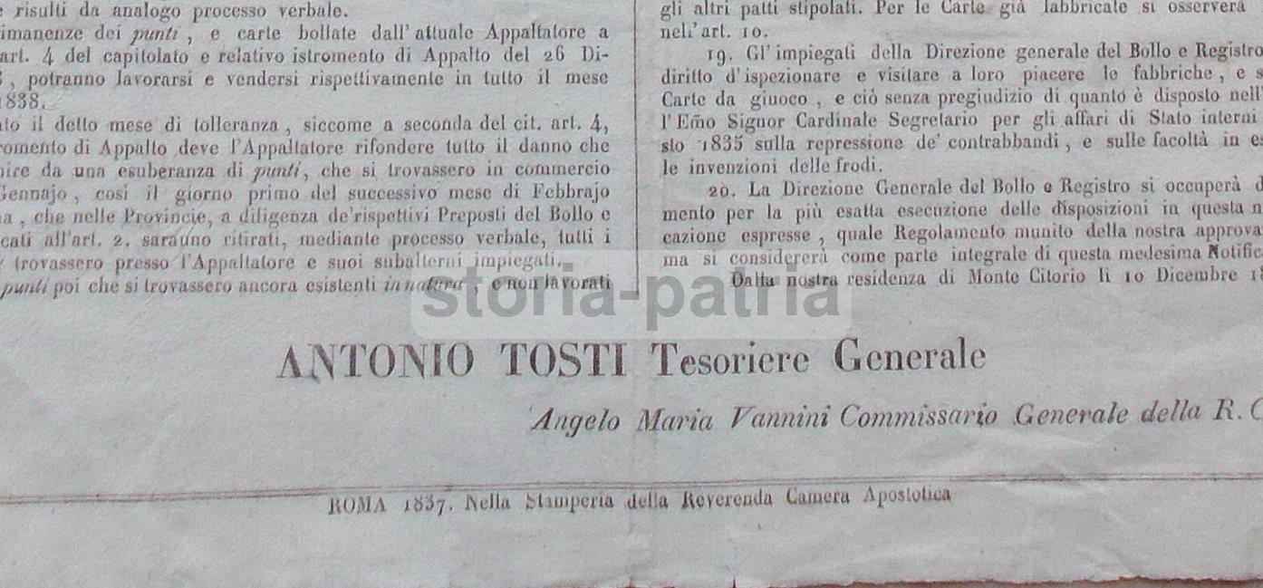 Tosti, Vannini, Carte Da Gioco, Disegni, Bolli, Tarocchi, Minchiate, Carte Estere, 1837 immagine 3