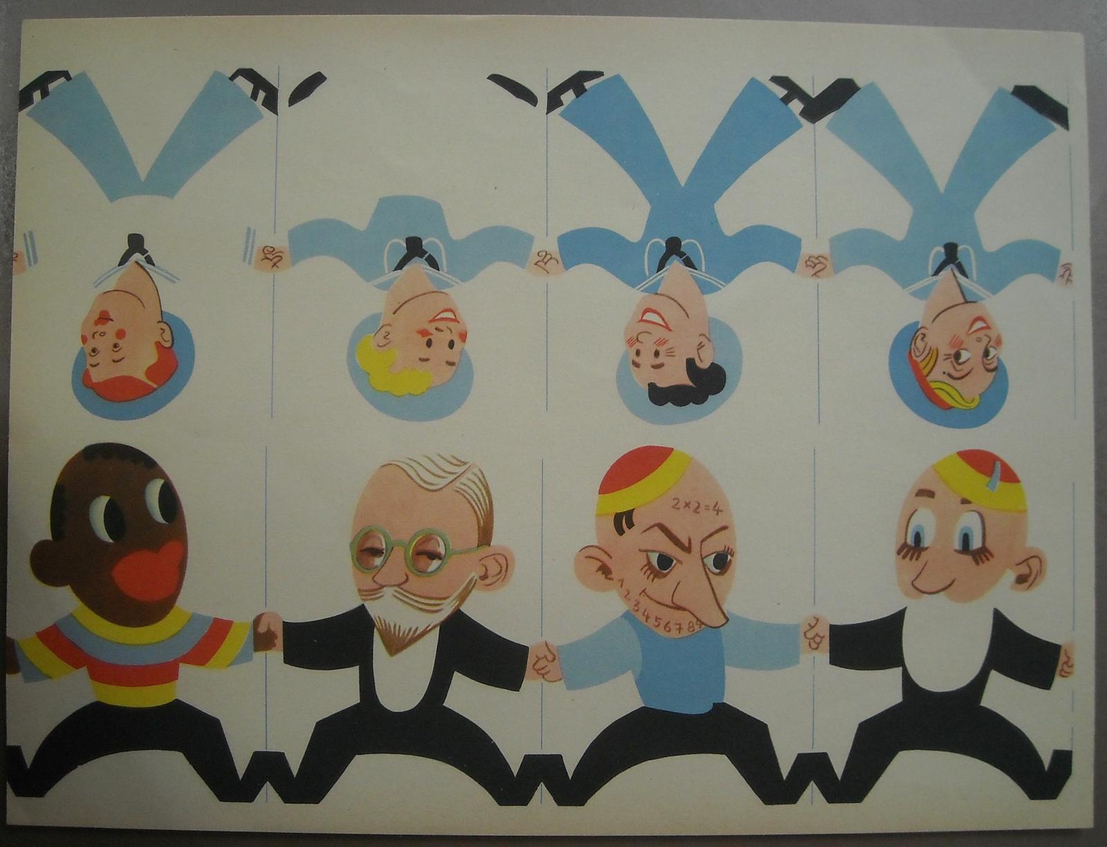 Umorismo, Giochi, Pupazzetti Da Ritagliare, Foglio d'Epoca, Marinaretti, Arte, Fumetto immagine 2